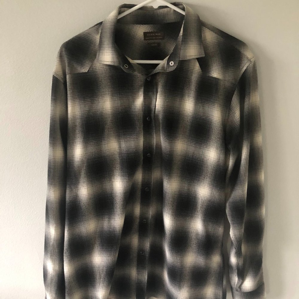 Zara Man Slim Fit Button Down Long Sleeve In Great Shape Size XL